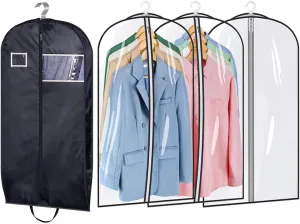 SLEEPING LAMB Water Resistant Suit Bags for Men Travel Gusseted Garment Bags and 43'' All Clear Garment Bag for Hanging Clothes with Space Saving Hook of 4 Holes for Shirts