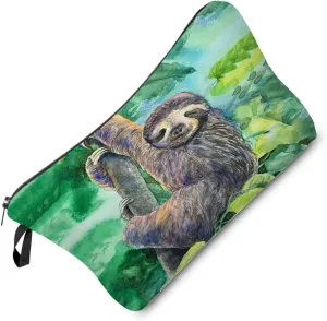 Sloth Present Cartoon Sloth Makeup Bag Cute Small Organizer Bag Travel Toiletry Zipper Pouch Cartoon Sloth Cosmetic Bag Sloth Present for Sloth Lovers Women Friends