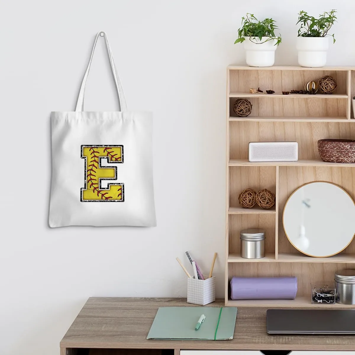 Softball Gifts Initial Tote Bag Reusable Grocery Bags Personalized Beach Bag Wedding Monogrammed Gifts for Women