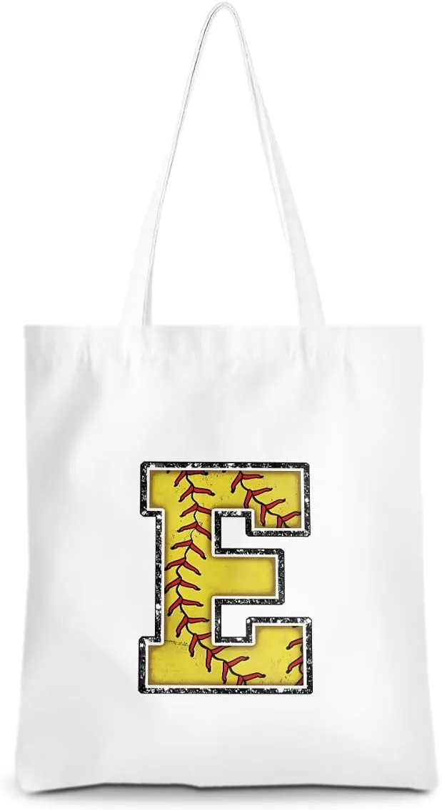 Softball Gifts Initial Tote Bag Reusable Grocery Bags Personalized Beach Bag Wedding Monogrammed Gifts for Women