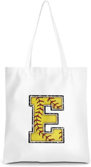 Softball Gifts Initial Tote Bag Reusable Grocery Bags Personalized Beach Bag Wedding Monogrammed Gifts for Women