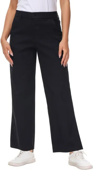 Soojun Women's Lightweight Elastic Waist Comfy Straight Leg Cargo Pants