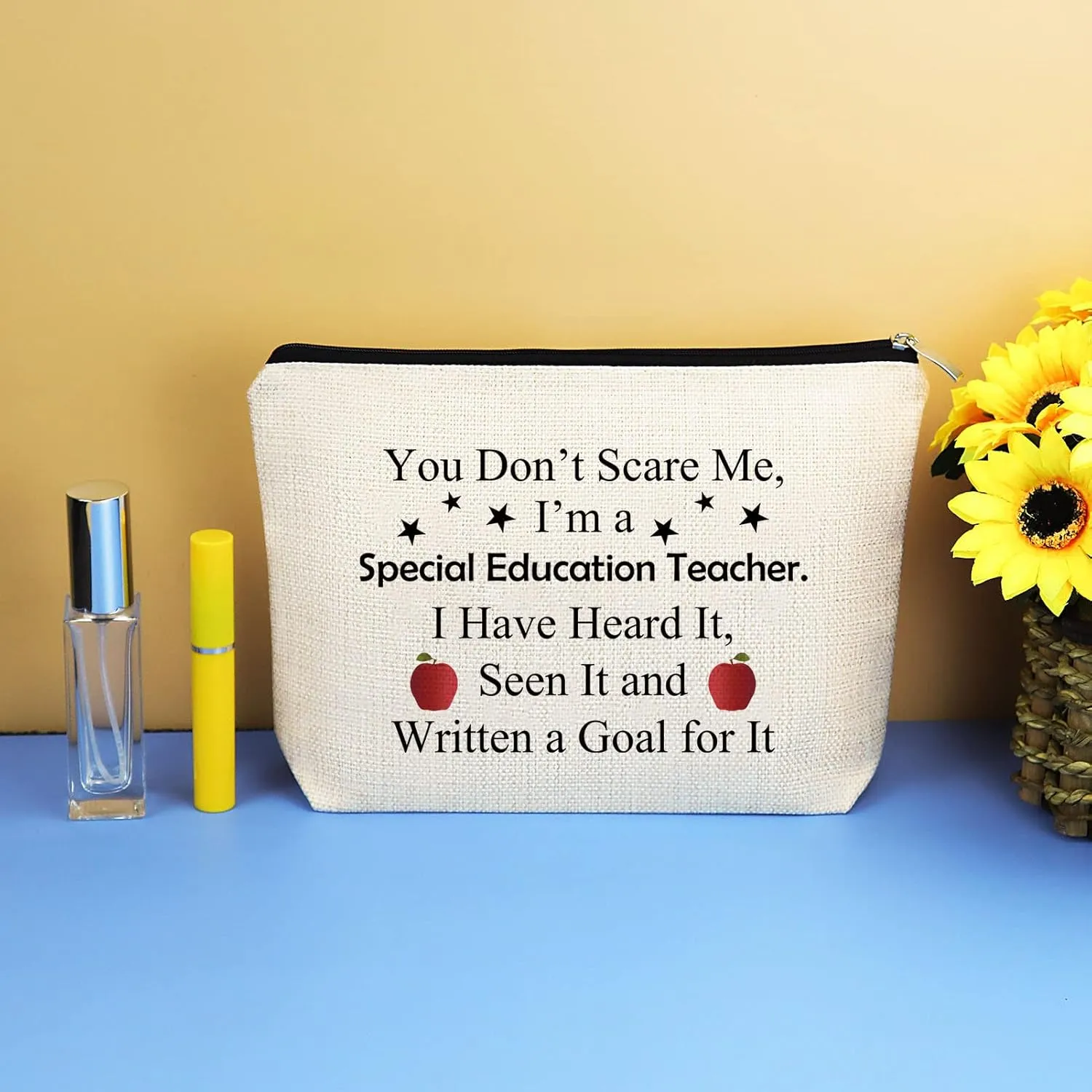 Special Education Appreciation Gift Makeup Bag Thank You Gift for Teacher ASL Disabler Autism Teacher Present Cosmetic Bag Christmas Retirement Teachers Day Present Zipper Travel Cosmetic Pouch