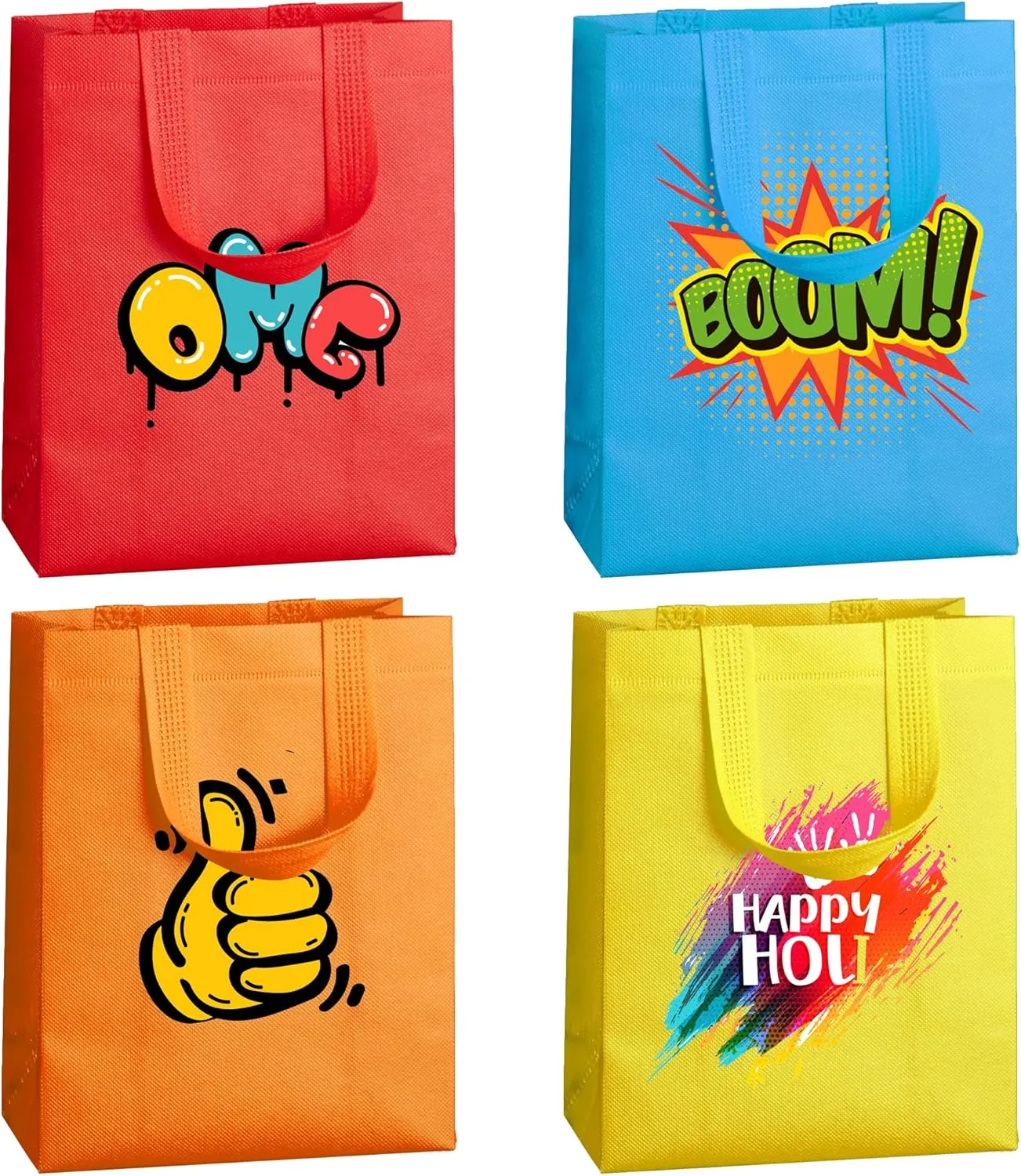SPERPAND 30 Pcs Reusable Gift Bags with Handles and Tissues -Party Favor Bags Non-Woven Small Tote Goodie Bags for Kids Birthday, Baby Shower, Rainbow Party Supplies (10 Colors)