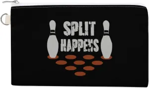 Split Happens Bowling Canvas Wallet Slim Wristlets Bag Credit Card Clutch Purses