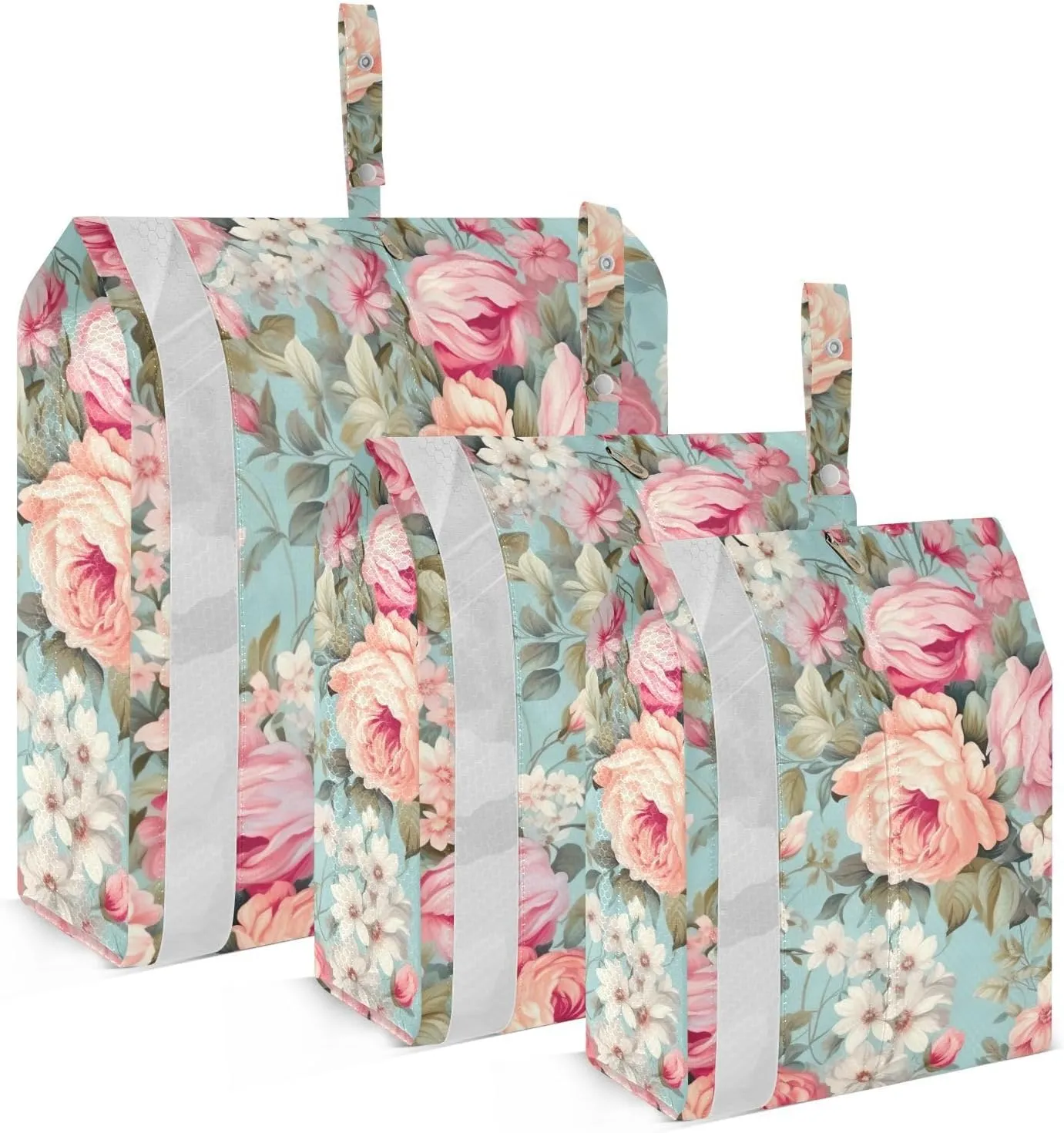 SPRIPORT Floral Wallpaper Flower Pink 3 Set Compression Packing Cubes for Travel Lightweight Luggage Organizer Bags for Carry on Suitcase Travel Essentials for Woman Man Clothes Vacation