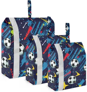 SPRIPORT Football Blue Ball 3 Set Compression Packing Cubes for Travel Lightweight Luggage Organizer Bags for Carry on Suitcase Travel Essentials for Vacation Man Woman Clothes
