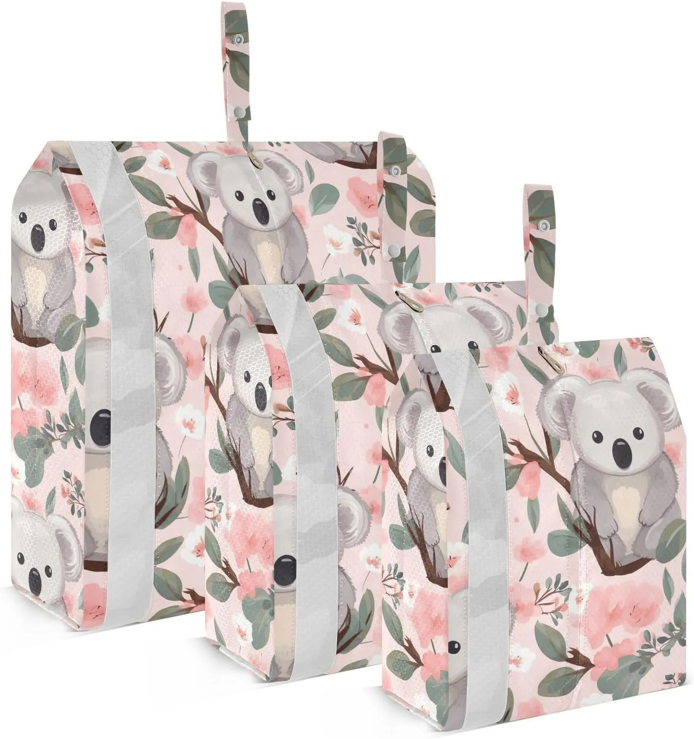 SPRIPORT Pink Flowers Koala 3 Set Compression Packing Cubes for Travel Lightweight Luggage Organizer Bags for Carry on Suitcase Luggage Cubes for Woman Man Vacation Clothes