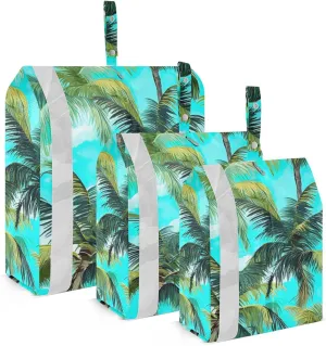SPRIPORT Tropical Palm Trees White Clouds 3 Set Compression Packing Cubes for Travel Lightweight Luggage Organizer Bags for Carry on Suitcase Travel Accessories for Man Woman Clothes Vacation