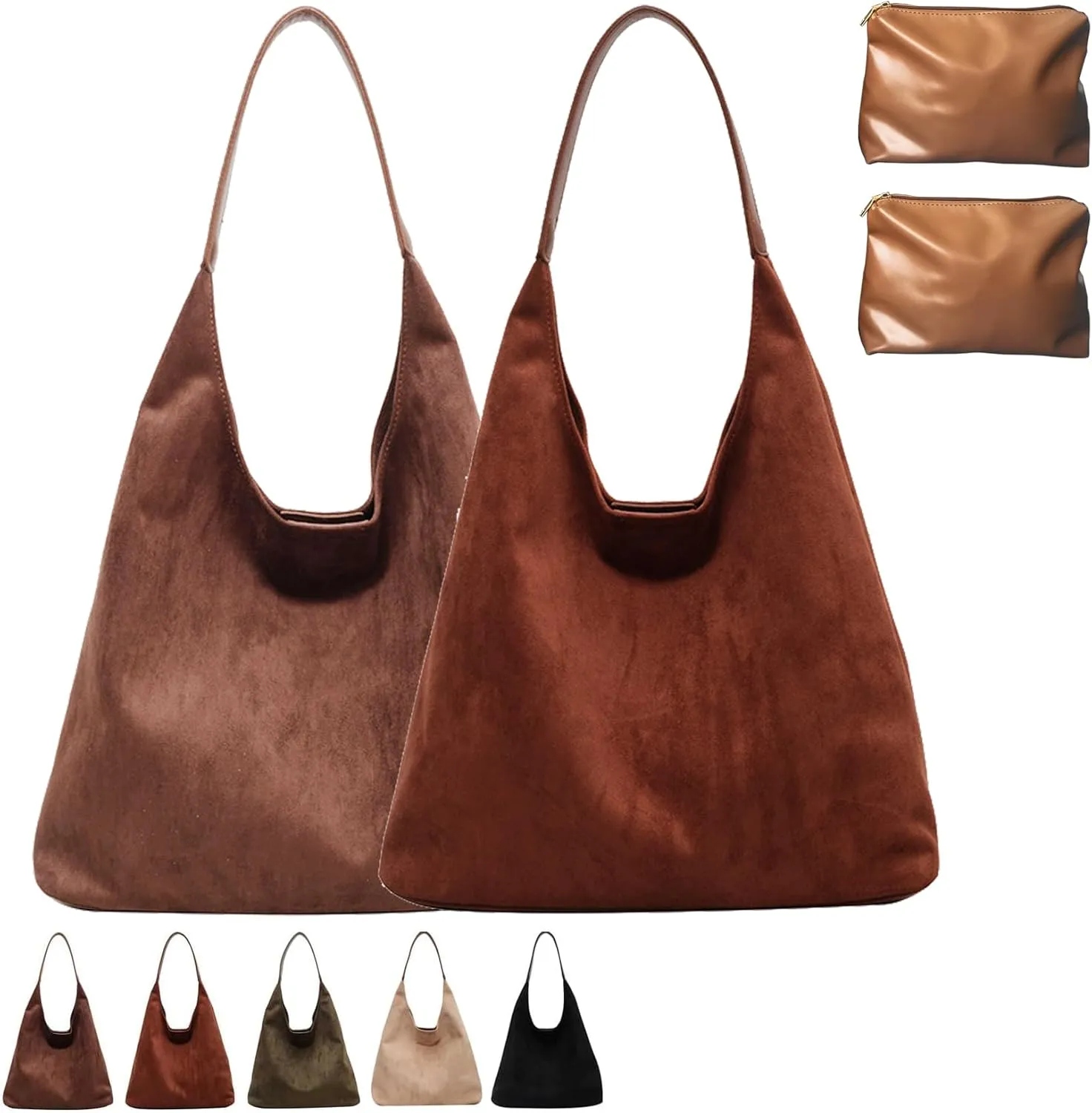 Suede Hobo Bag, Large Capacity Suede Shoulder Bag, Retro Suede Slouchy Bag, Womens Suede Tote Bag