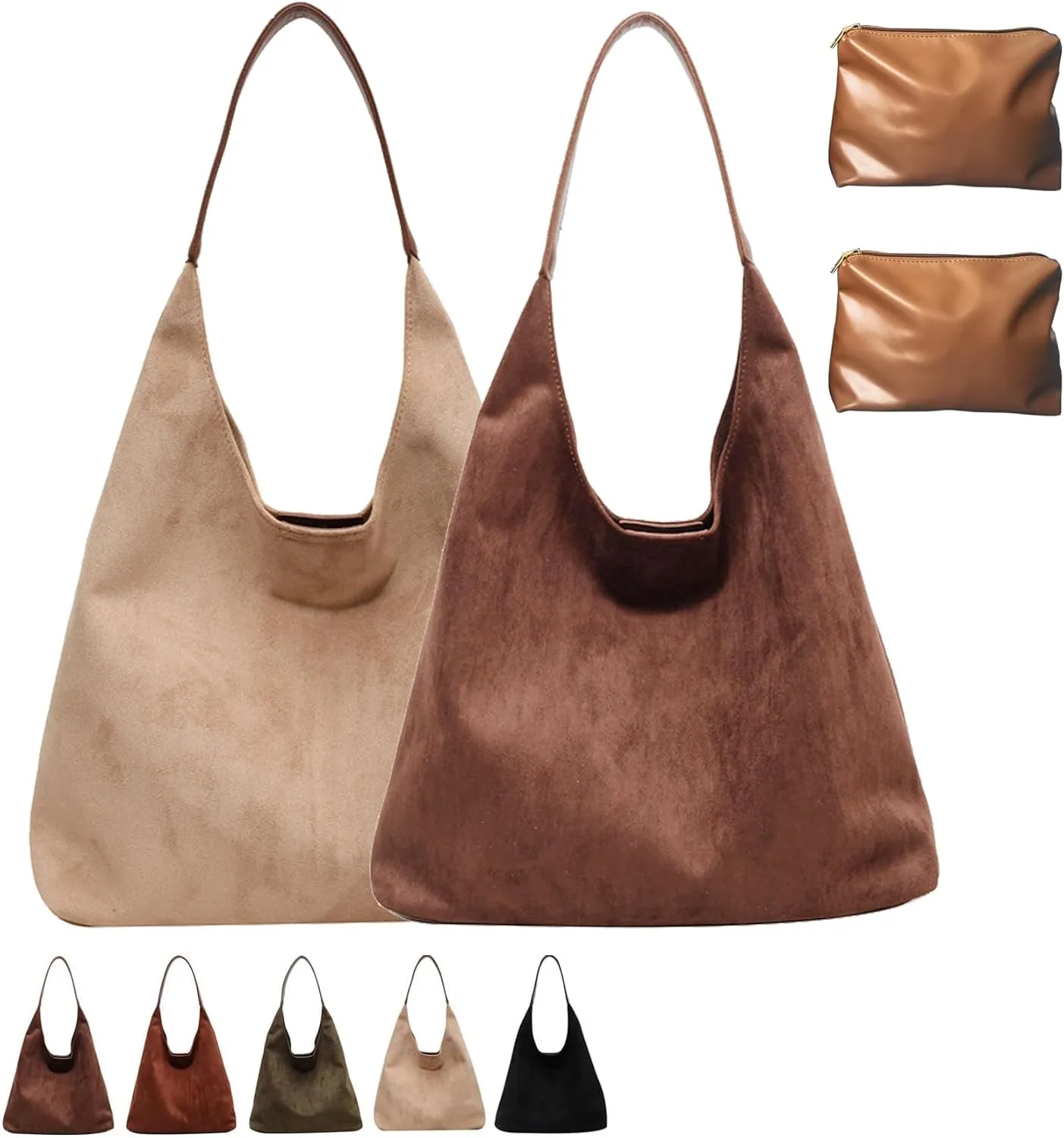 Suede Hobo Bag, Large Capacity Suede Shoulder Bag, Retro Suede Slouchy Bag, Womens Suede Tote Bag