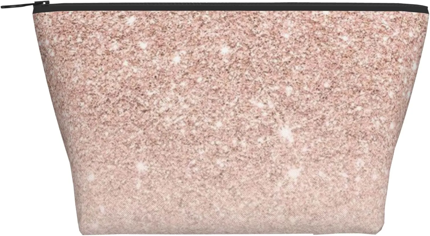 SWEET TANG Unisex Toiletry Bags Casual Storage Bag Travel Small Makeup Pouch Rose Gold Faux Glitter Pink Ombre Color Block Travel Bags For Best Friends Wife Mom Grandma