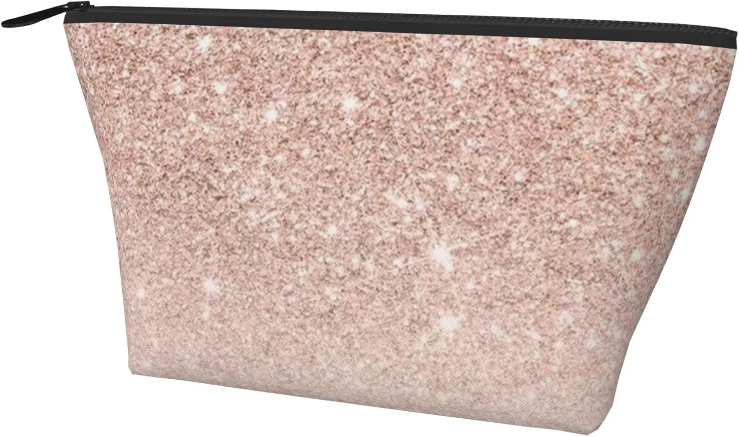 SWEET TANG Unisex Toiletry Bags Casual Storage Bag Travel Small Makeup Pouch Rose Gold Faux Glitter Pink Ombre Color Block Travel Bags For Best Friends Wife Mom Grandma