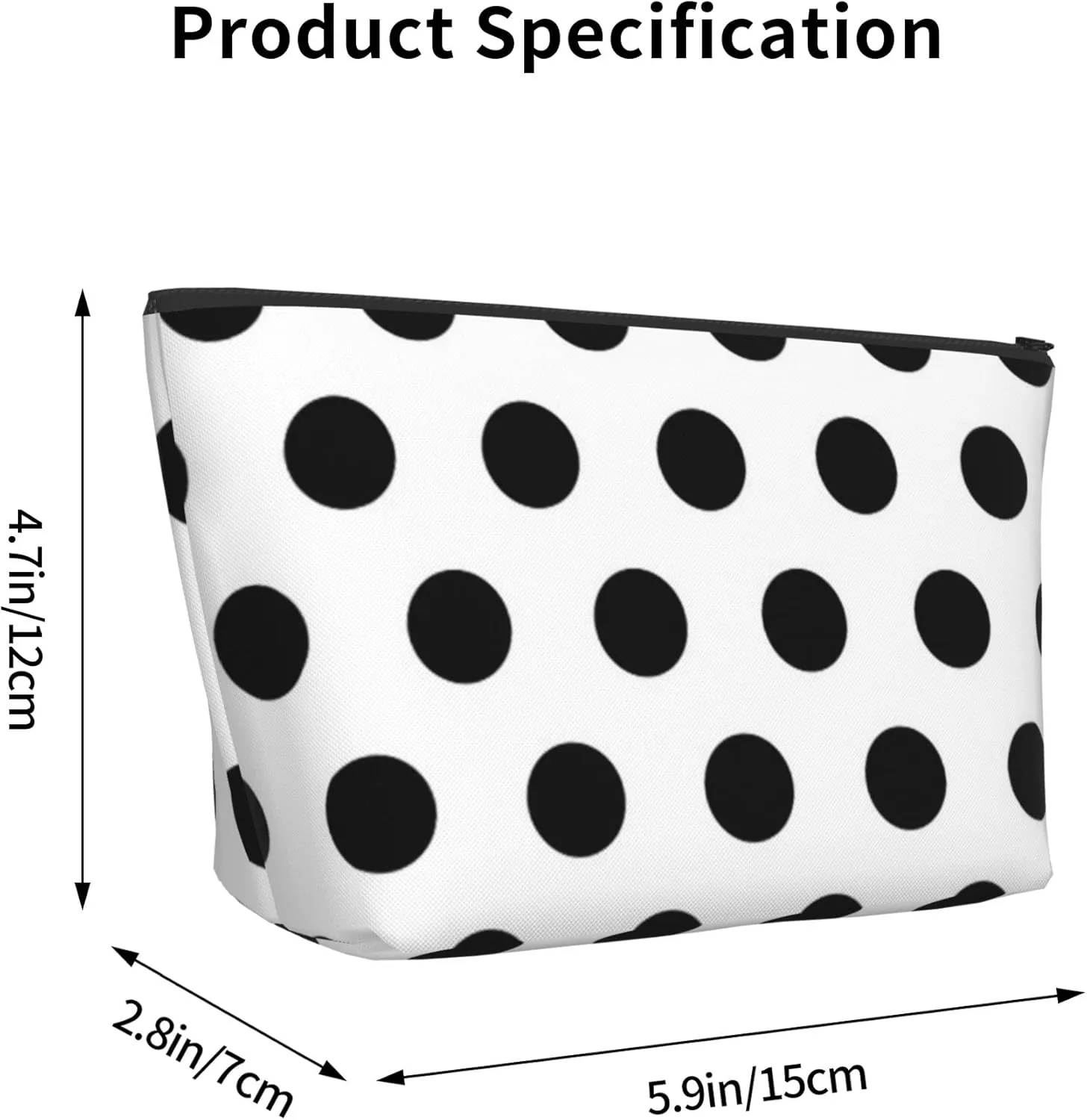 SWEET TANG Women Black Polka Dot Pattern Travel Makeup Bag Cosmetic Pouch Purse Organizer