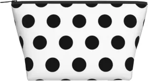 SWEET TANG Women Black Polka Dot Pattern Travel Makeup Bag Cosmetic Pouch Purse Organizer