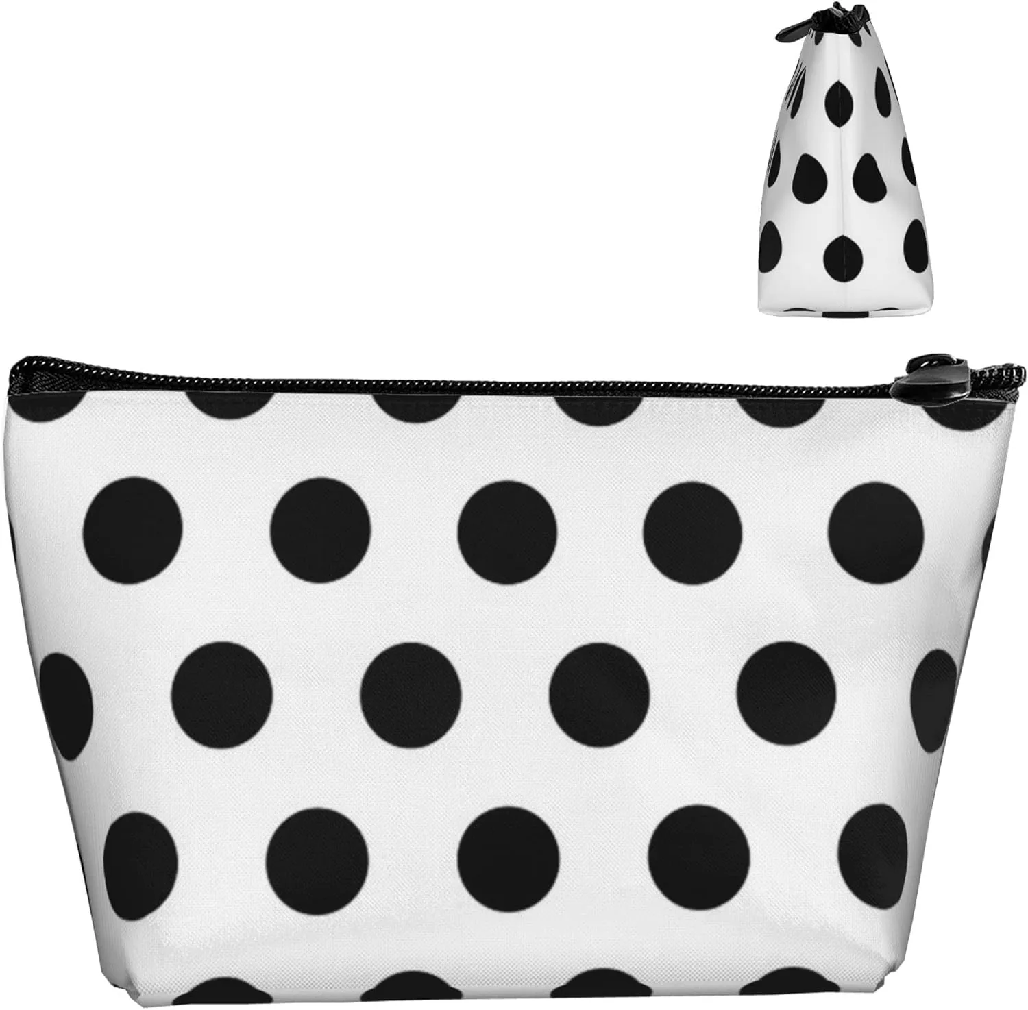 SWEET TANG Women Black Polka Dot Pattern Travel Makeup Bag Cosmetic Pouch Purse Organizer