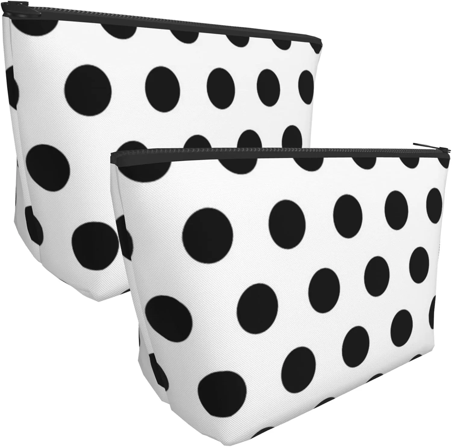 SWEET TANG Women Black Polka Dot Pattern Travel Makeup Bag Cosmetic Pouch Purse Organizer