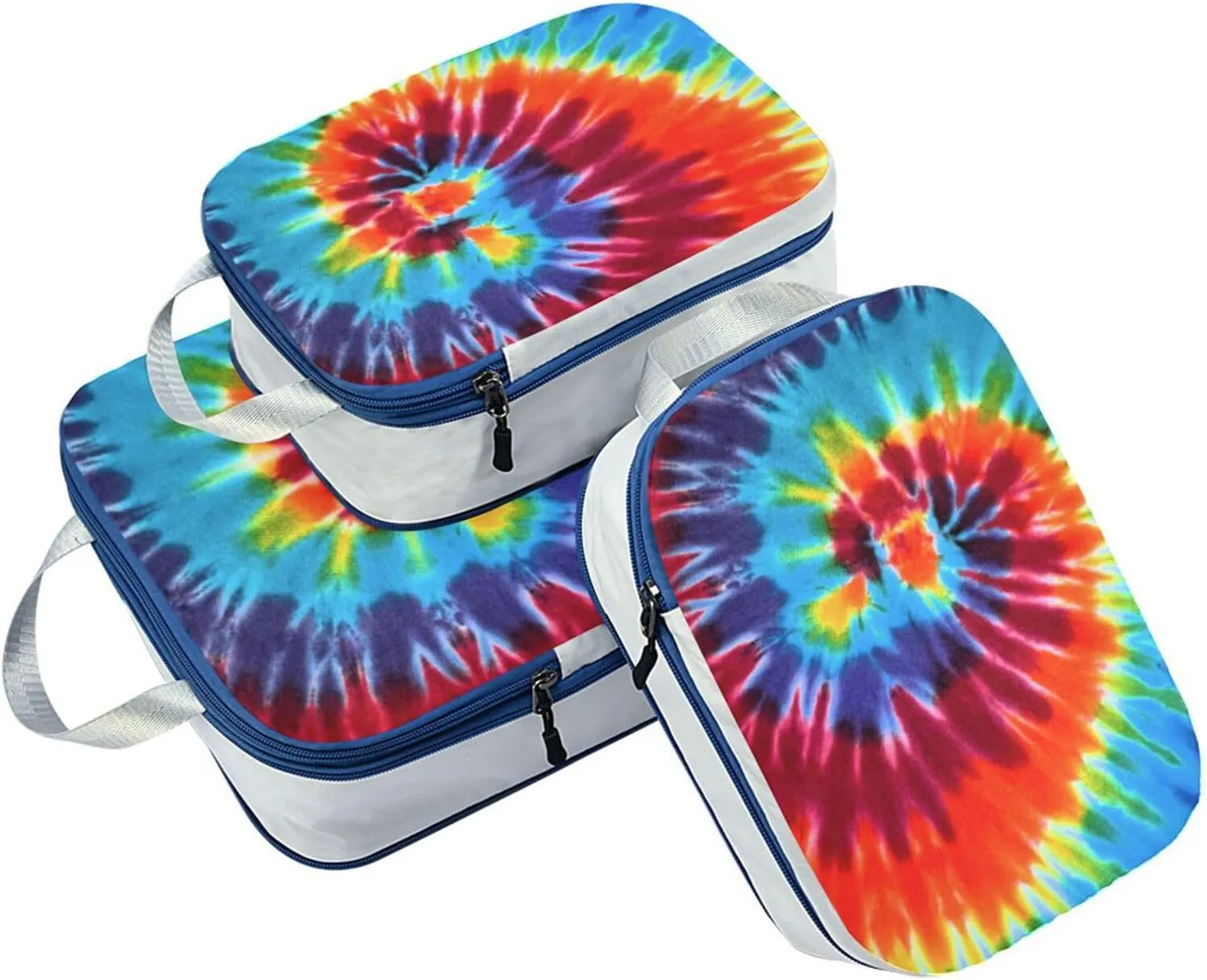 Swirl Colored Tie Dye Compression Packing Cubes for Travel Packing Organizers Backpack 3 Pack Luggage Travel Essentials Carry Must Haves Waterproof Suitcase Storage Bags