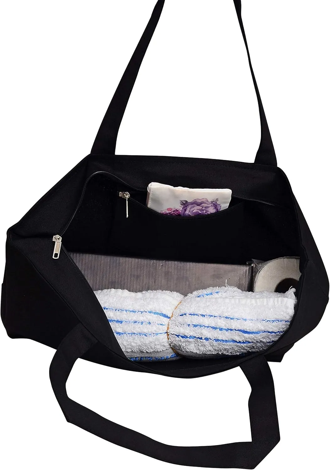 TBF Heavy Canvas Large Tote Bag with Zippered Closure for Beach, Grocery Shopping, Travel Bags