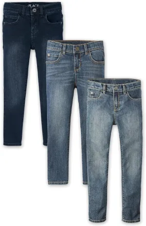 The Children's Place boys Stretch Skinny Jeans, Lt Med Stone/Taft Wash/Tide Pool, 7