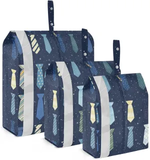 Tie Design Deep Blue 3 Piecing Packing Travel Bag Reusable Garment Bag Closet Storage Clothing Bags Office Storage