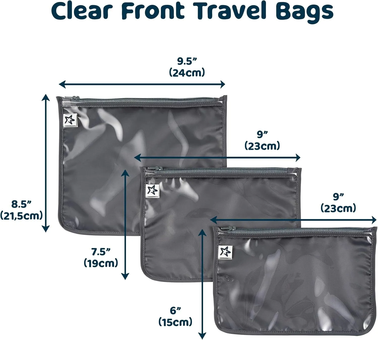 Tiny Twinkle Mess-Proof Travel Bags | TSA Airline Compliant, Zipper Closure, Clear Front Pouch, Diaper Bag Packing, Toiletry or Makeup Cosmetics Organizer