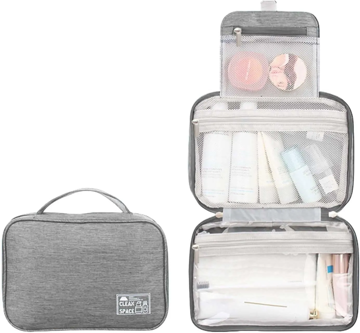 Toiletry Bag Set for Women s for Accessories Bag Makeup Toiletry Water- Shampoo ContainerToiletries Full Sized with Hanging Travel Organizer Hook Cosmetic Bag Travel Bag Cosmetic Bag