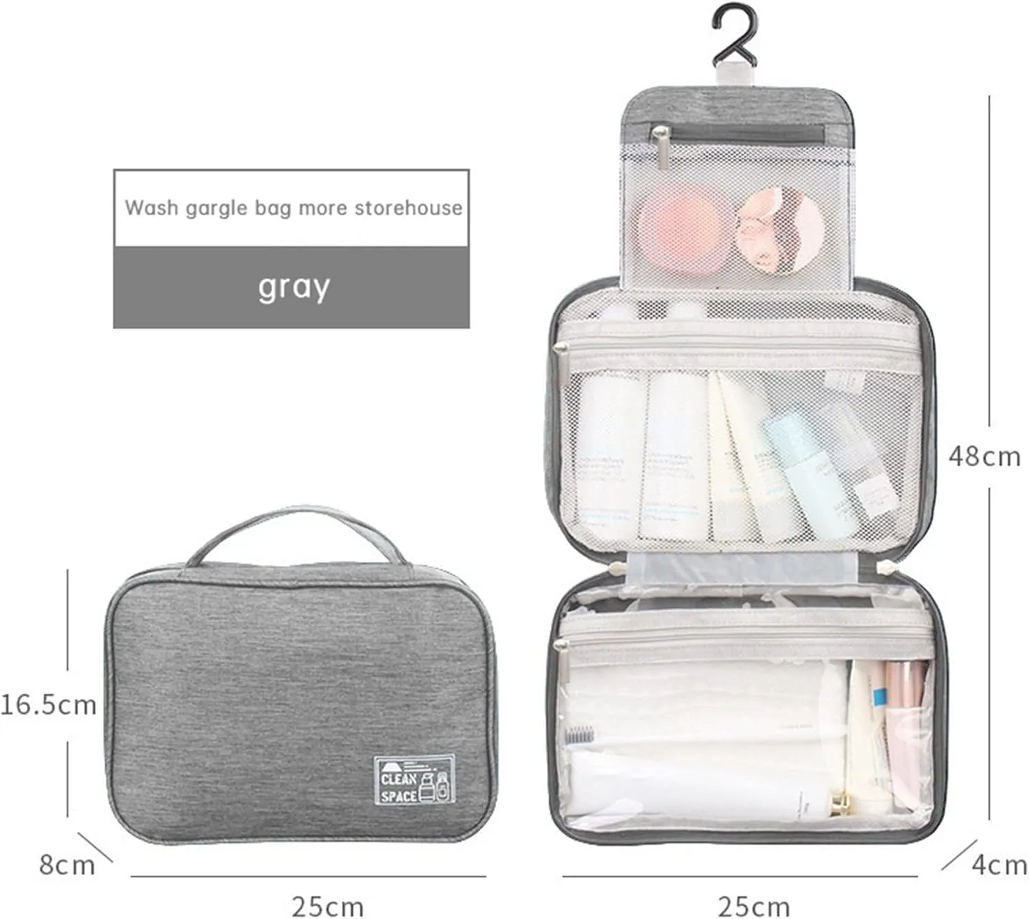 Toiletry Bag Set for Women s for Accessories Bag Makeup Toiletry Water- Shampoo ContainerToiletries Full Sized with Hanging Travel Organizer Hook Cosmetic Bag Travel Bag Cosmetic Bag