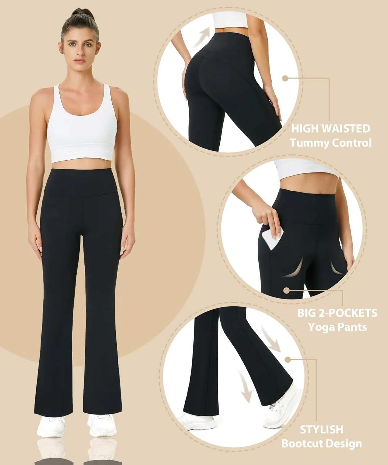 TOPYOGAS Women's Casual Yoga Pants with Pockets Tummy Control High Waist Leggings Workout Pants with Pockets