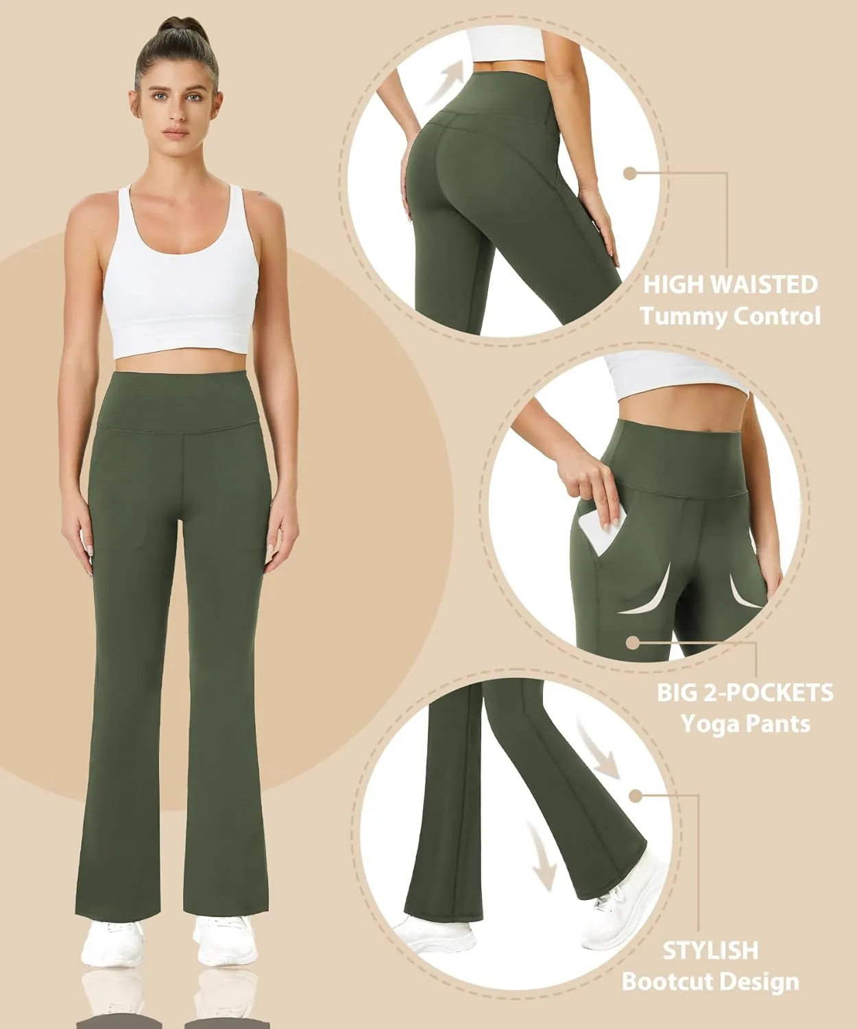 TOPYOGAS Women's Casual Yoga Pants with Pockets Tummy Control High Waist Leggings Workout Pants with Pockets