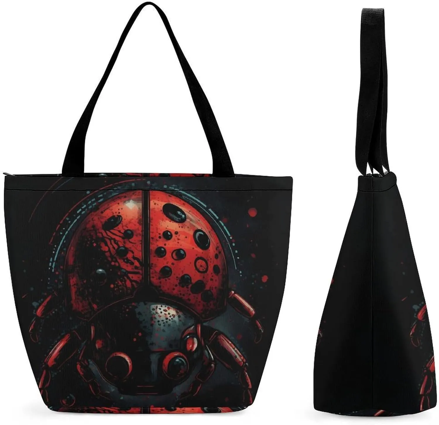 Tote Bag for Women Grocery Bag Cartoon Ladybug Foldable Shopping Bags Reusable Large Tote Bag
