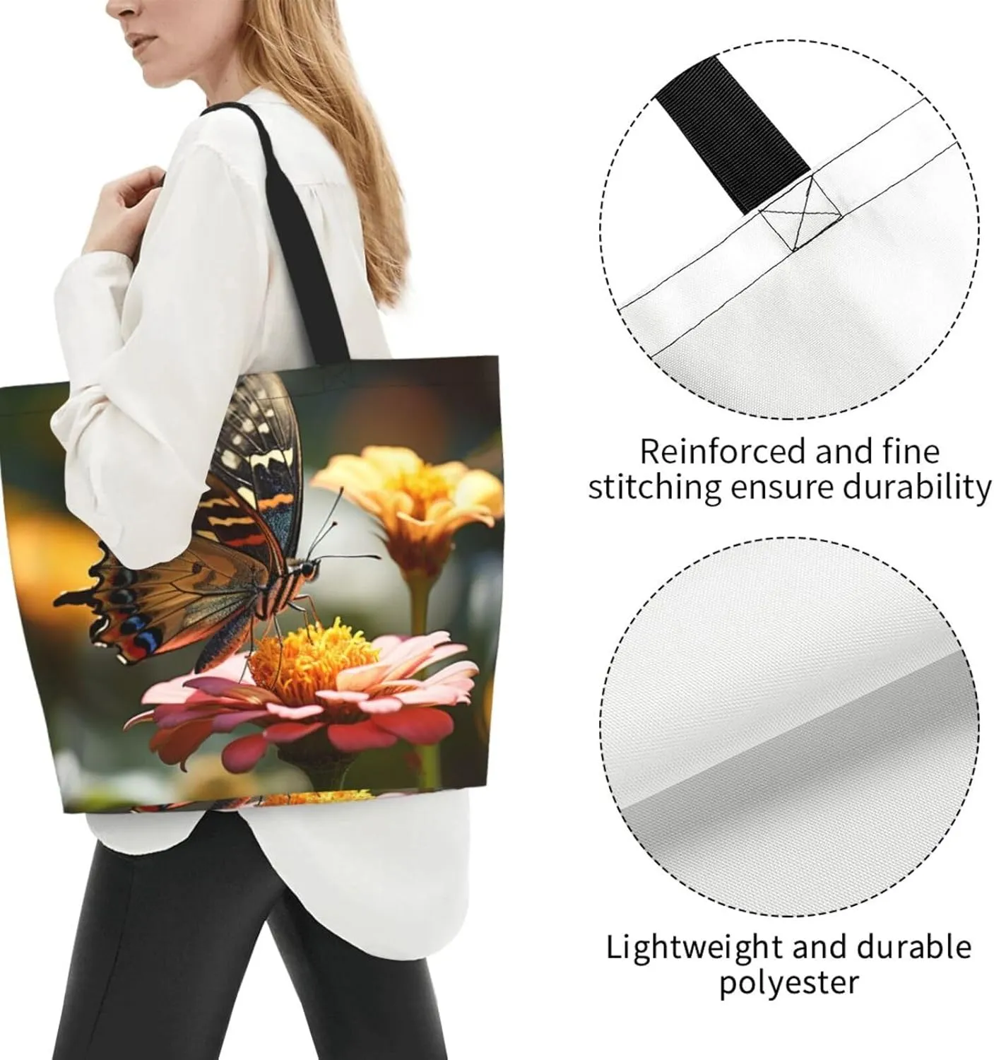 Tote Bag for Women Grocery Bag Reusable Shopping Bag Cartoon Dinosaur Images Handbag Foldable Shoulder Bag