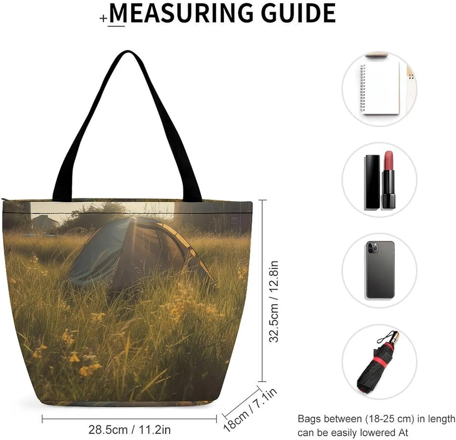 Tote Bag for Women Grocery Bag Tent in The Sun Foldable Shopping Bags Reusable Large Tote Bag
