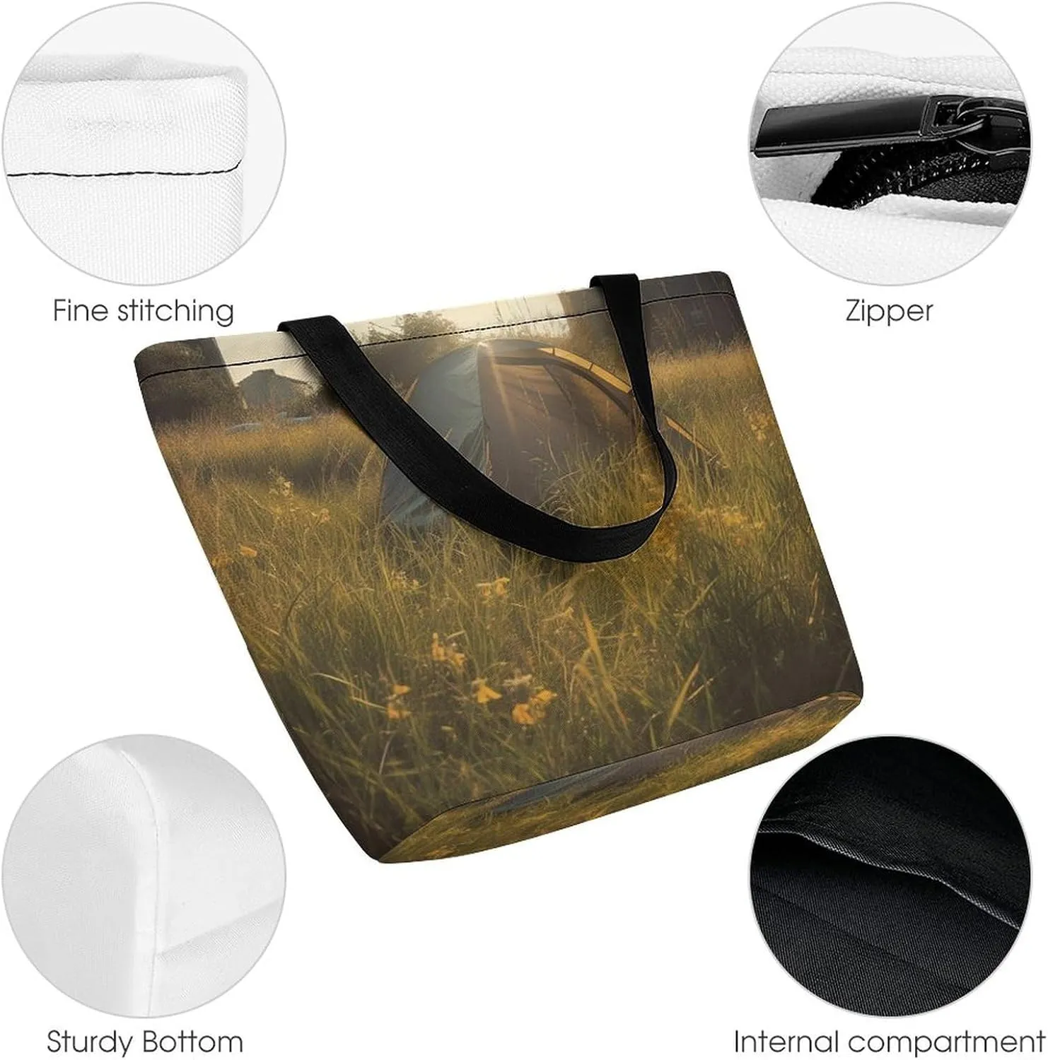Tote Bag for Women Grocery Bag Tent in The Sun Foldable Shopping Bags Reusable Large Tote Bag