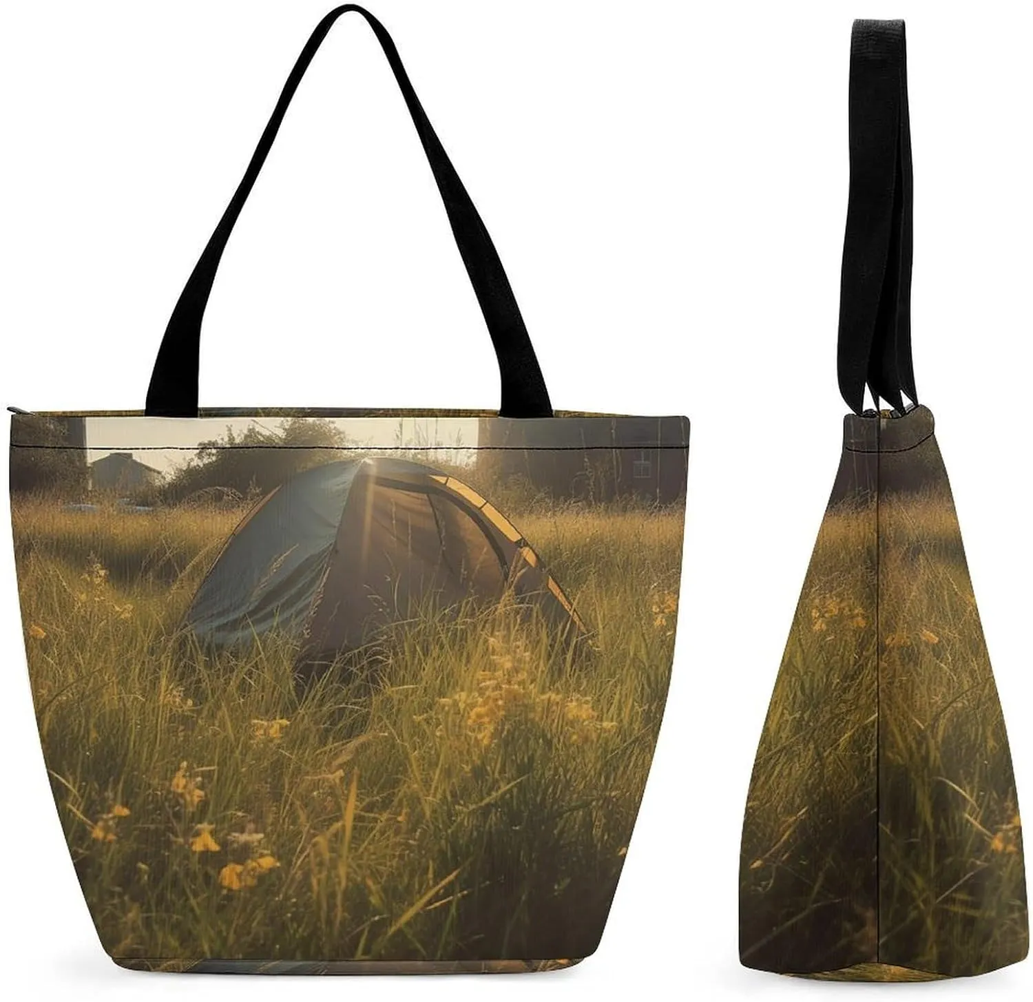 Tote Bag for Women Grocery Bag Tent in The Sun Foldable Shopping Bags Reusable Large Tote Bag