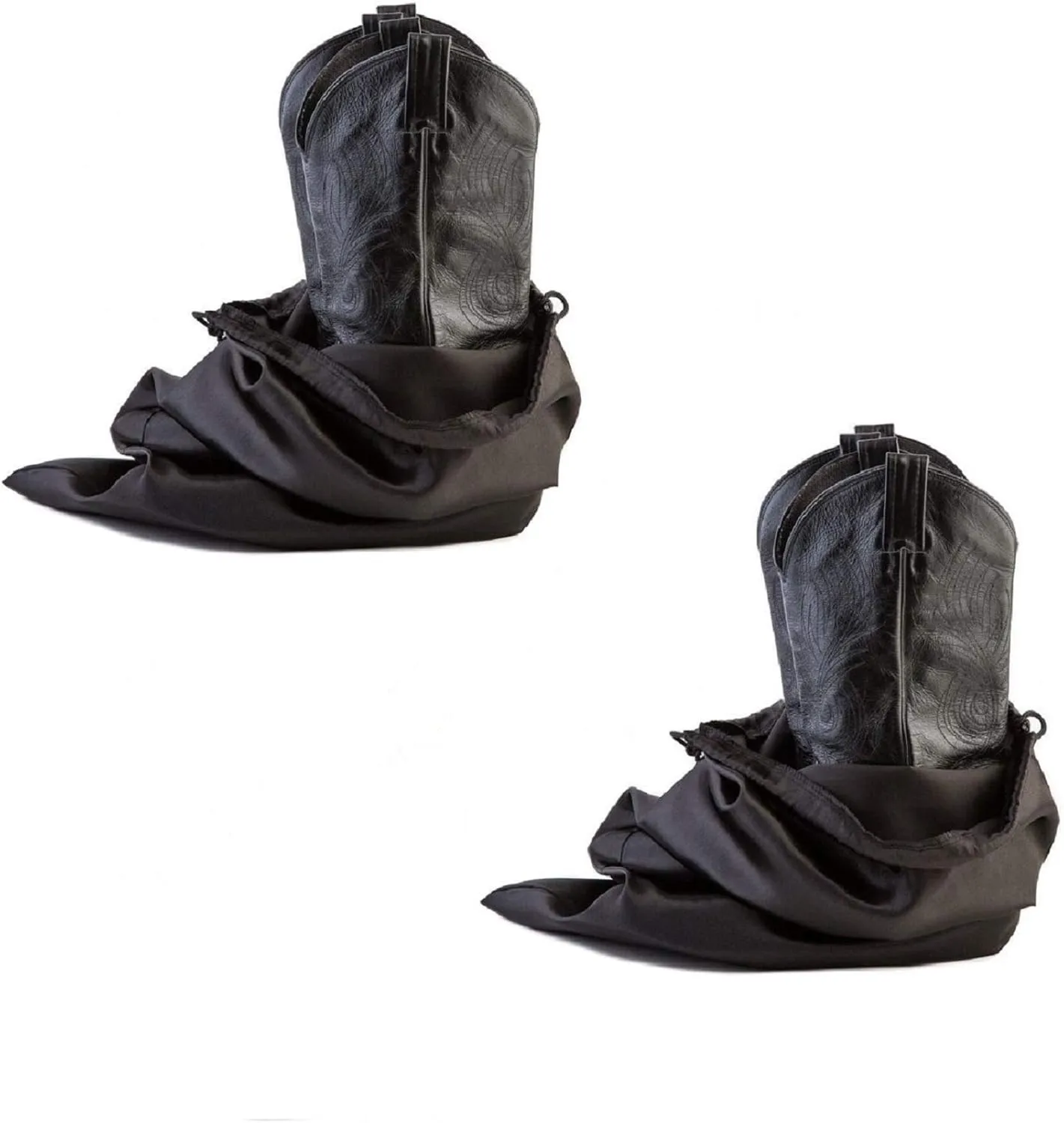Travel and Storage Boot Bags, Cowboy Boot Bag, Made of Strong Water Proof Ballistic Nylon w/Locking Drawstring (Black) -Travel Boot Bags, 23" X 19" (2 Pack)