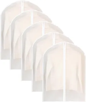 Travel Garment Bag, Plastic Clothes Covers, Thickened PEVA Material, Transparent and Visible, Suitable for Shirts, Sweaters, Jackets (5 Pieces)(60x130cm x51in)