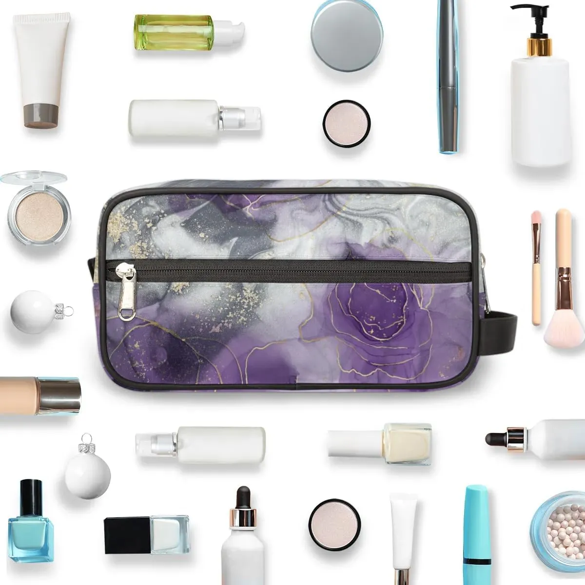 Travel Toiletry Bag for Women Men Abstract Marble Hanging Cosmetic Bag Waterproof Makeup Bag for Shaving Makeup Toothbrush & Travel Essentials