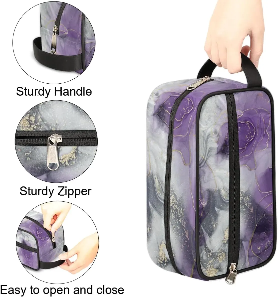 Travel Toiletry Bag for Women Men Abstract Marble Hanging Cosmetic Bag Waterproof Makeup Bag for Shaving Makeup Toothbrush & Travel Essentials