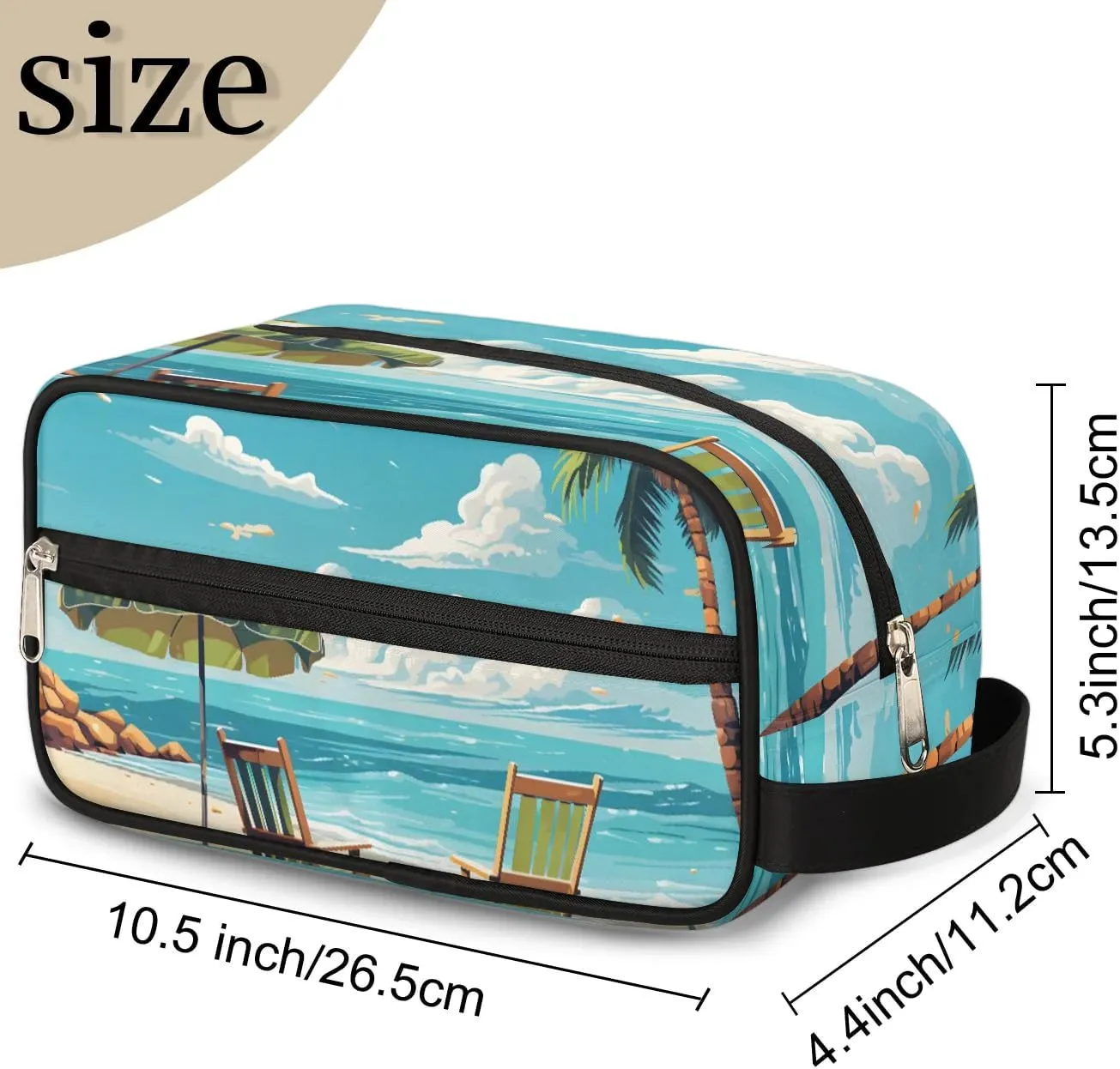 Travel Toiletry Bag for Women Men Beach Ocean Themed Hanging Cosmetic Bag Waterproof Makeup Bag for Shaving Makeup Toothbrush & Travel Essentials