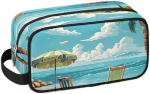 Travel Toiletry Bag for Women Men Beach Ocean Themed Hanging Cosmetic Bag Waterproof Makeup Bag for Shaving Makeup Toothbrush & Travel Essentials