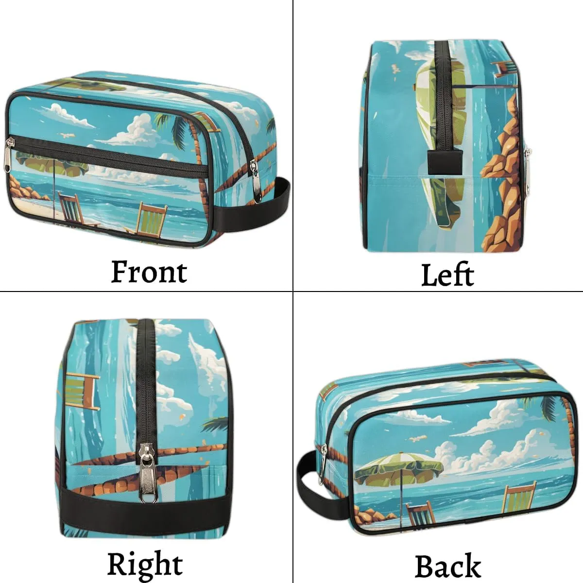 Travel Toiletry Bag for Women Men Beach Ocean Themed Hanging Cosmetic Bag Waterproof Makeup Bag for Shaving Makeup Toothbrush & Travel Essentials