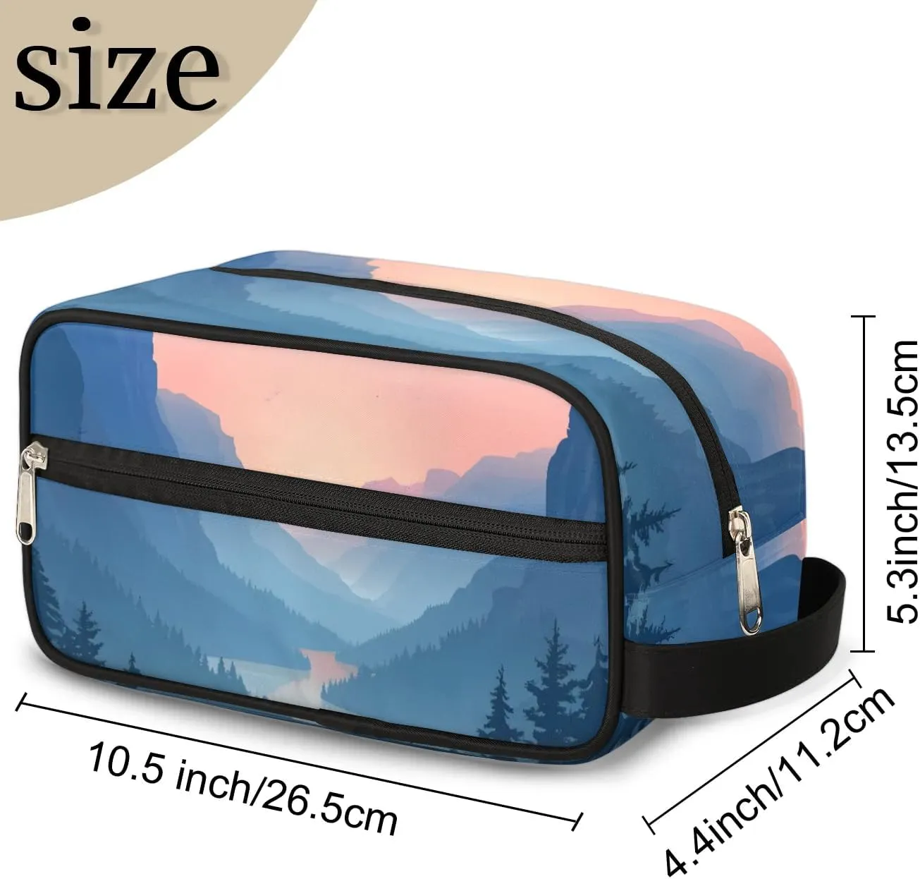 Travel Toiletry Bag for Women Men Beautiful Mountains River Hanging Cosmetic Bag Waterproof Makeup Bag for Shaving Makeup Toothbrush & Travel Essentials
