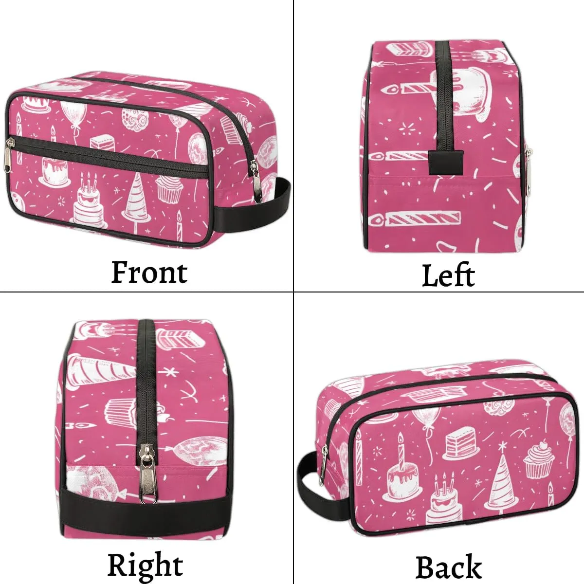 Travel Toiletry Bag for Women Men Birthday Cakes Balloons Hanging Cosmetic Bag Waterproof Makeup Bag for Shaving Makeup Toothbrush & Travel Essentials