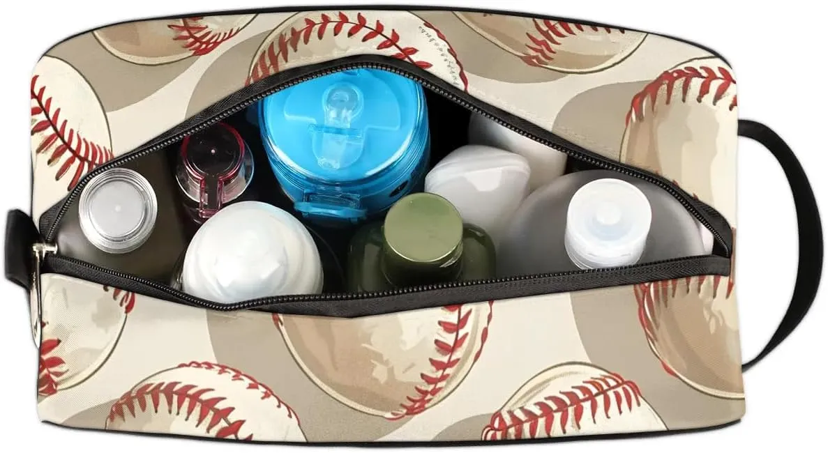 Travel Toiletry Bag for Women Men Cartoon Baseballs Hanging Cosmetic Bag Waterproof Makeup Bag for Shaving Makeup Toothbrush & Travel Essentials