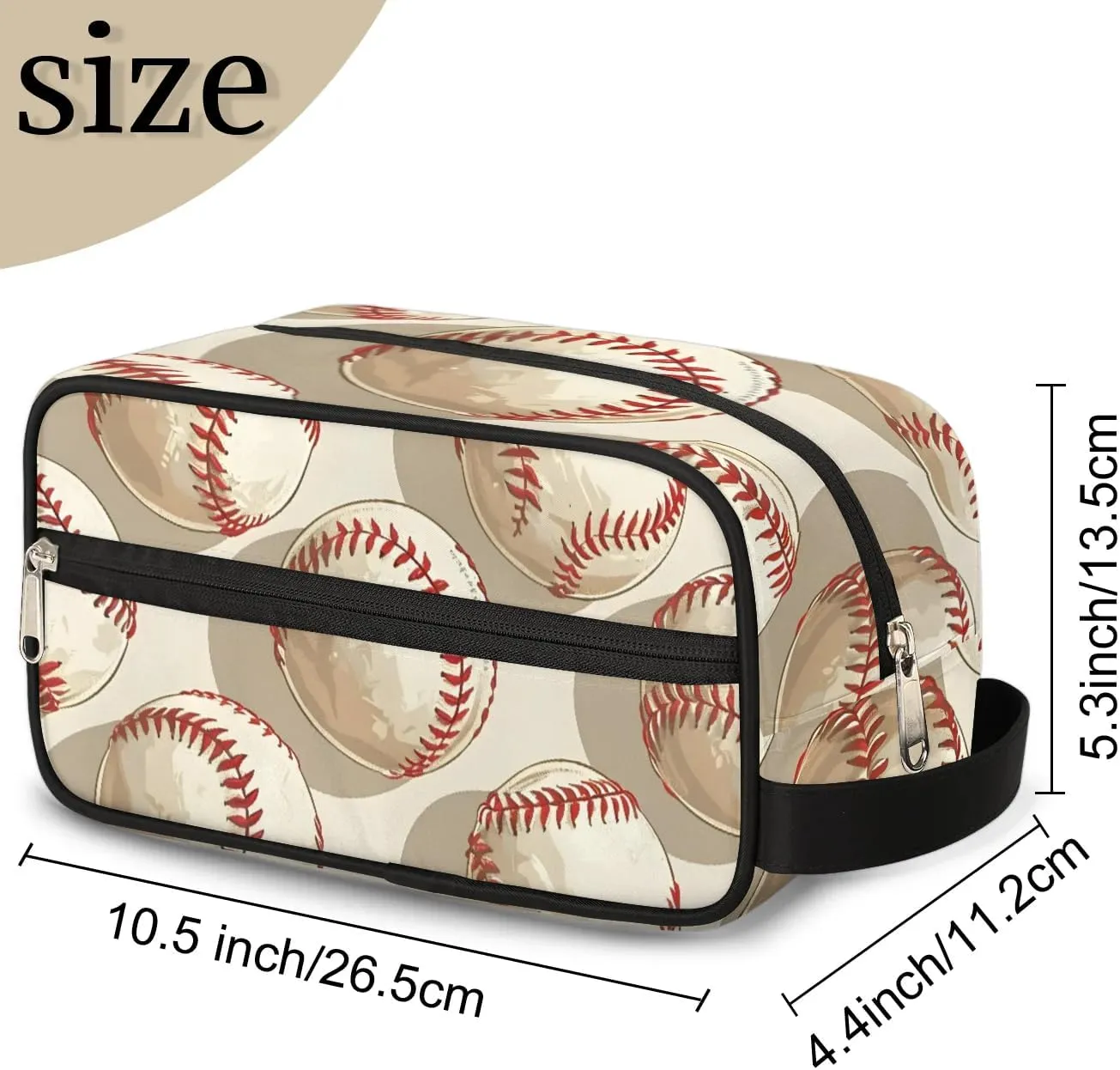 Travel Toiletry Bag for Women Men Cartoon Baseballs Hanging Cosmetic Bag Waterproof Makeup Bag for Shaving Makeup Toothbrush & Travel Essentials