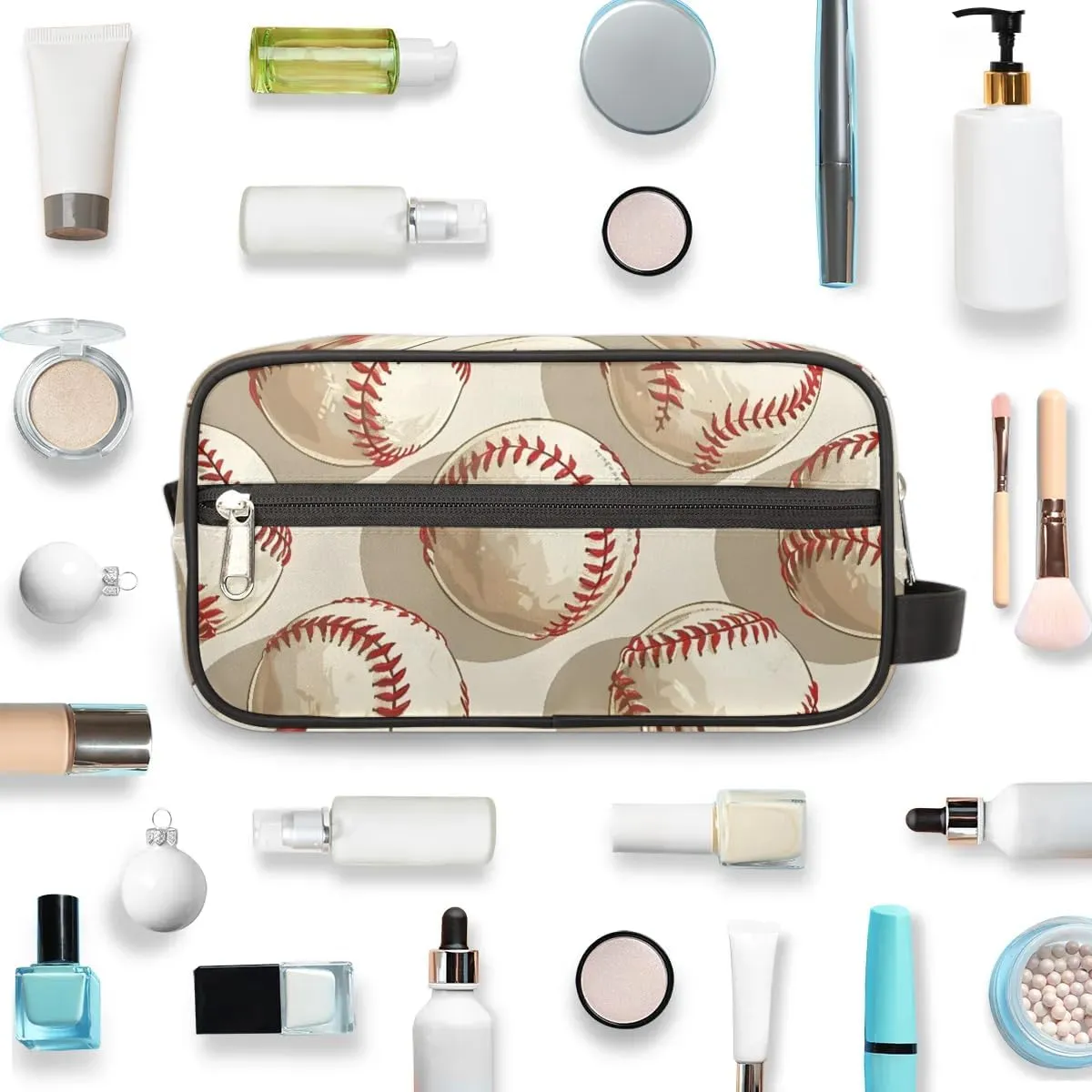 Travel Toiletry Bag for Women Men Cartoon Baseballs Hanging Cosmetic Bag Waterproof Makeup Bag for Shaving Makeup Toothbrush & Travel Essentials