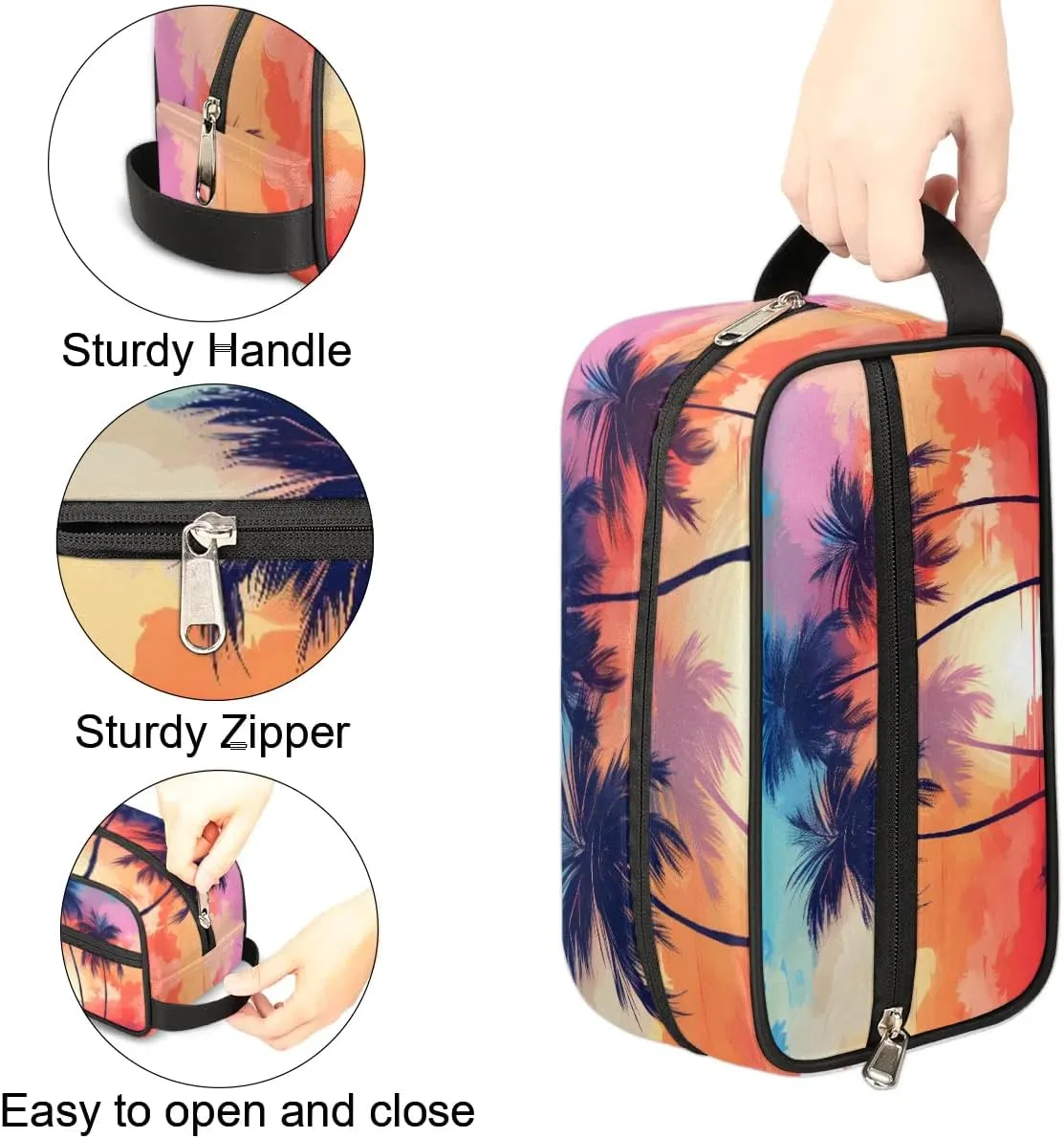 Travel Toiletry Bag for Women Men Coconut Tree Hanging Cosmetic Bag Waterproof Makeup Bag for Shaving Makeup Toothbrush & Travel Essentials