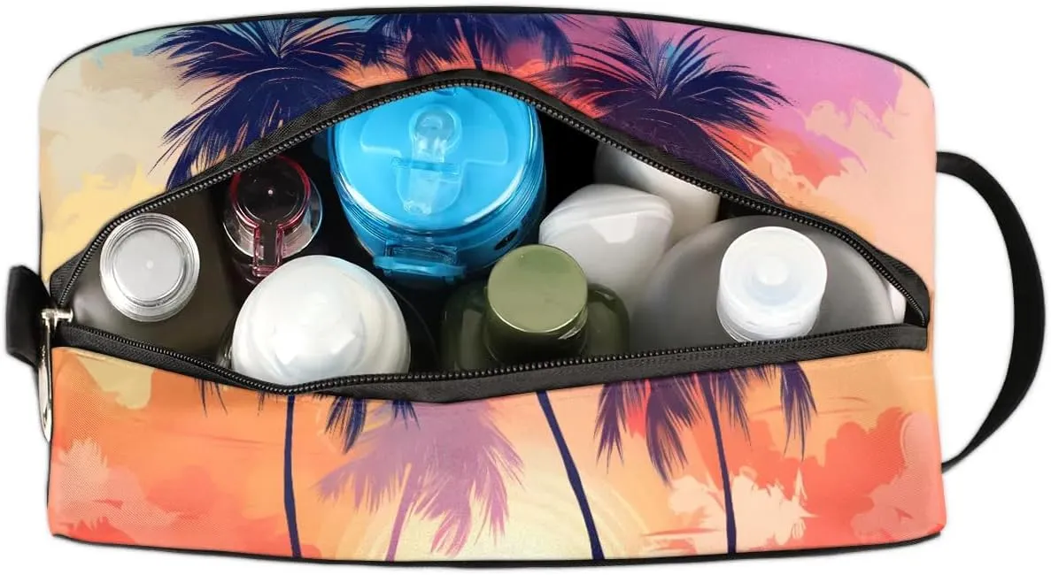Travel Toiletry Bag for Women Men Coconut Tree Hanging Cosmetic Bag Waterproof Makeup Bag for Shaving Makeup Toothbrush & Travel Essentials