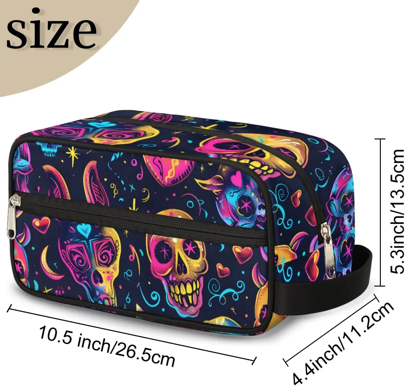 Travel Toiletry Bag for Women Men Colorful Skull Hanging Cosmetic Bag Waterproof Makeup Bag for Shaving Makeup Toothbrush & Travel Essentials